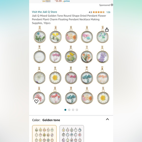 5 Piece Jewelry Making Pressed Flower Necklace Charm Kit - Picture 5 of 5